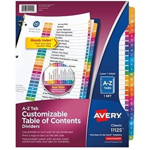 Avery 11125 Multicolor A-Z Tab Dividers for Binder - Picture 2 of 2
